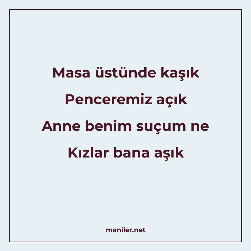 Masa üstünde kaşık Penceremiz açık Anne benim suçum ne Kızla manisi görseli