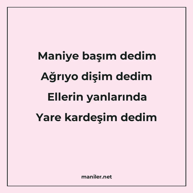 Maniye başım dedim Ağrıyo dişim dedim Ellerin yanlarında Yar manisi görseli