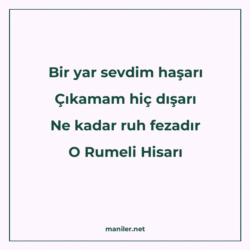 Bir yar sevdim haşarı Çıkamam hiç dışarı Ne kadar ruh fezadı manisi görseli