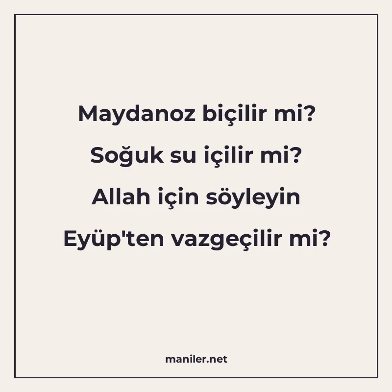 Maydanoz biçilir mi? Soğuk su içilir mi? Allah için söyleyin manisi görseli