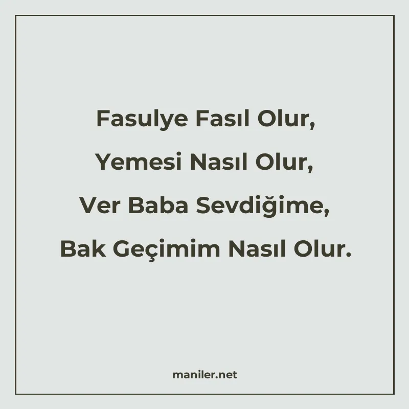 Fasulye Fasıl Olur, Yemesi Nasıl Olur, Ver Baba Sevdiğime, B manisi görseli