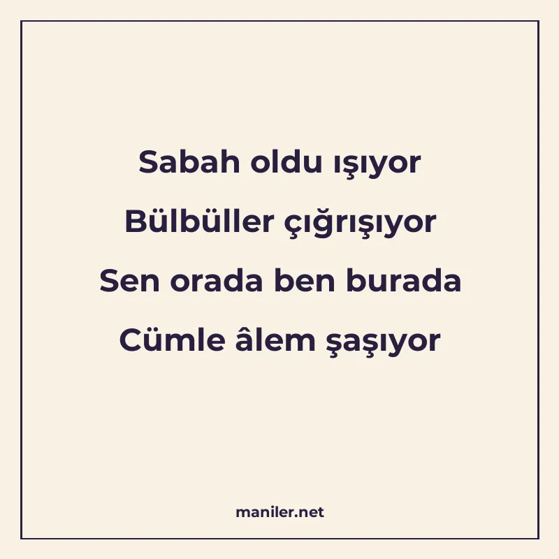 Sabah oldu ışıyor Bülbüller çığrışıyor Sen orada ben burada manisi görseli