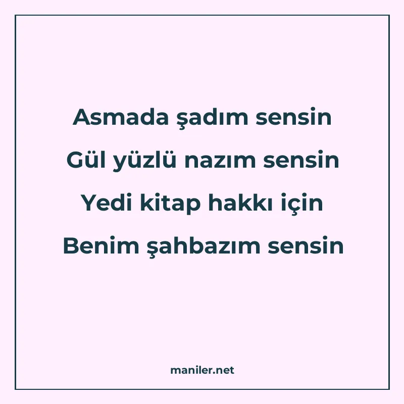 Asmada şadım sensin Gül yüzlü nazım sensin Yedi kitap hakkı manisi görseli