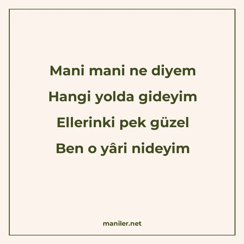 Mani mani ne diyem Hangi yolda gideyim Ellerinki pek güzel B manisi görseli