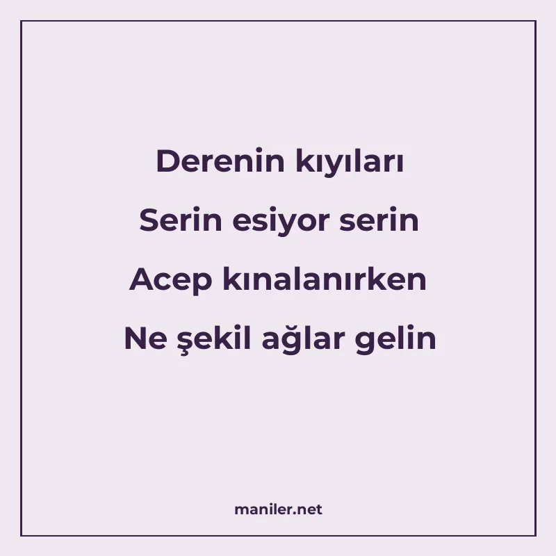 Derenin kıyıları Serin esiyor serin Acep kınalanırken Ne şek manisi görseli