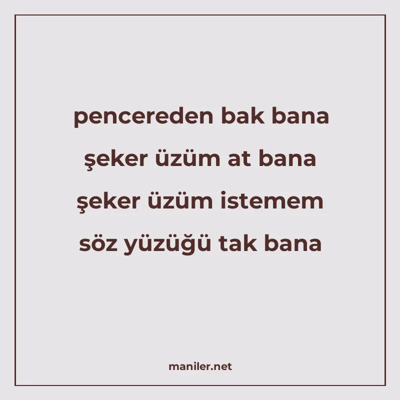 pencereden bak bana şeker üzüm at bana şeker üzüm istemem sö manisi görseli