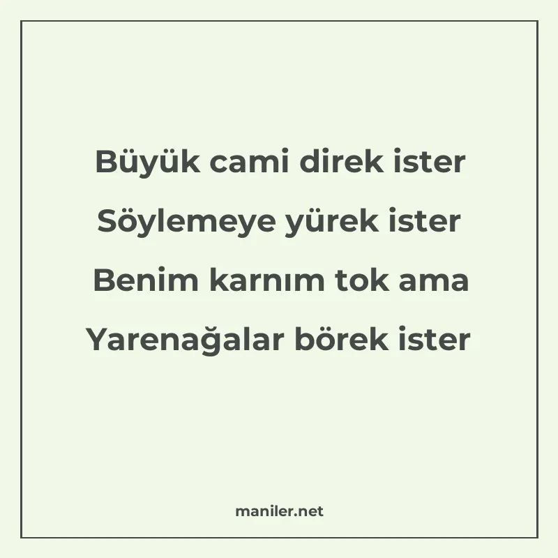 Büyük cami direk ister Söylemeye yürek ister Benim karnım to manisi görseli
