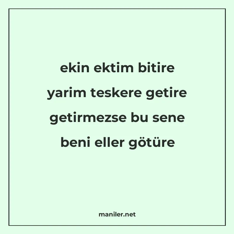 ekin ektim bitire yarim teskere getire getirmezse bu sene be manisi görseli