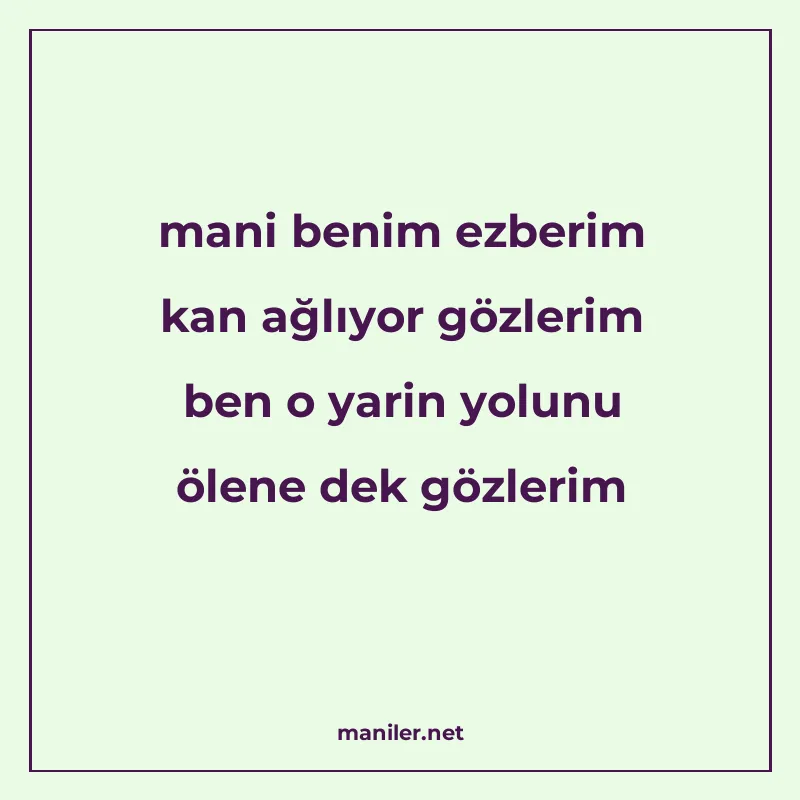 mani benim ezberim kan ağlıyor gözlerim ben o yarin yolunu ö manisi görseli