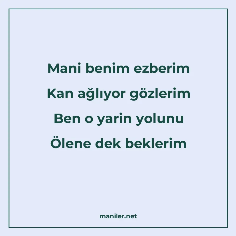 Mani benim ezberim Kan ağlıyor gözlerim Ben o yarin yolunu Ö manisi görseli