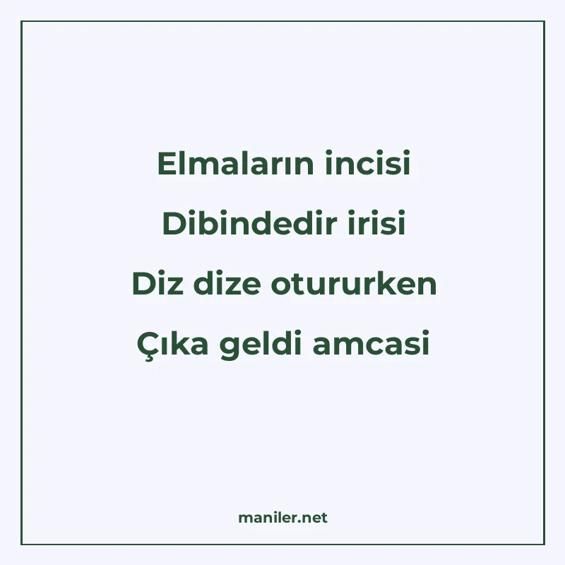 Elmaların incisi Dibindedir irisi Diz dize otururken Çıka ge manisi görseli