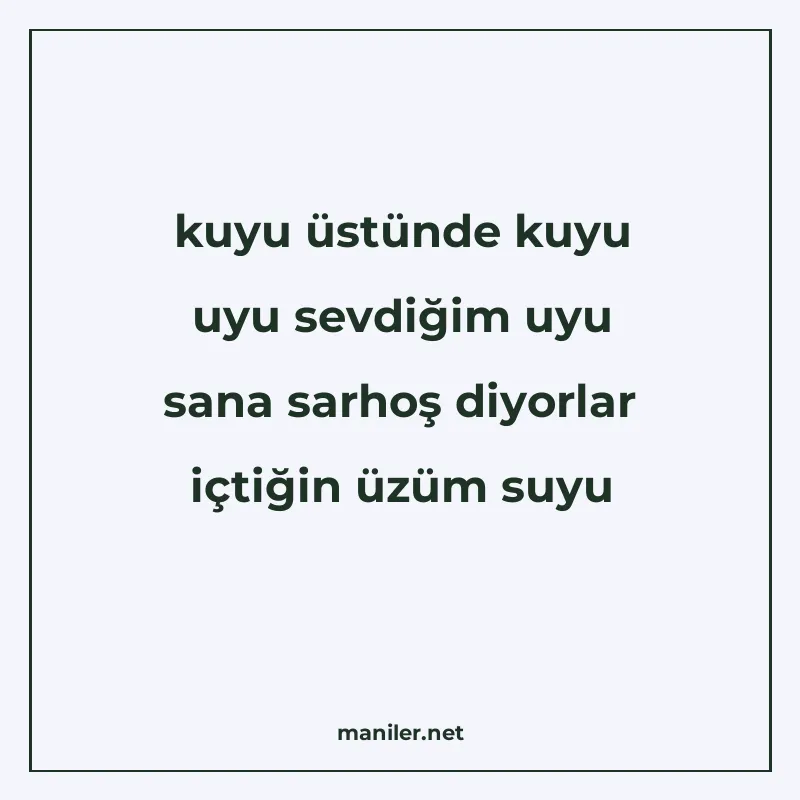 kuyu üstünde kuyu uyu sevdiğim uyu sana sarhoş diyorlar içti manisi görseli