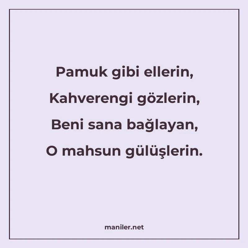 Pamuk gibi ellerin, Kahverengi gözlerin, Beni sana bağlayan manisi görseli