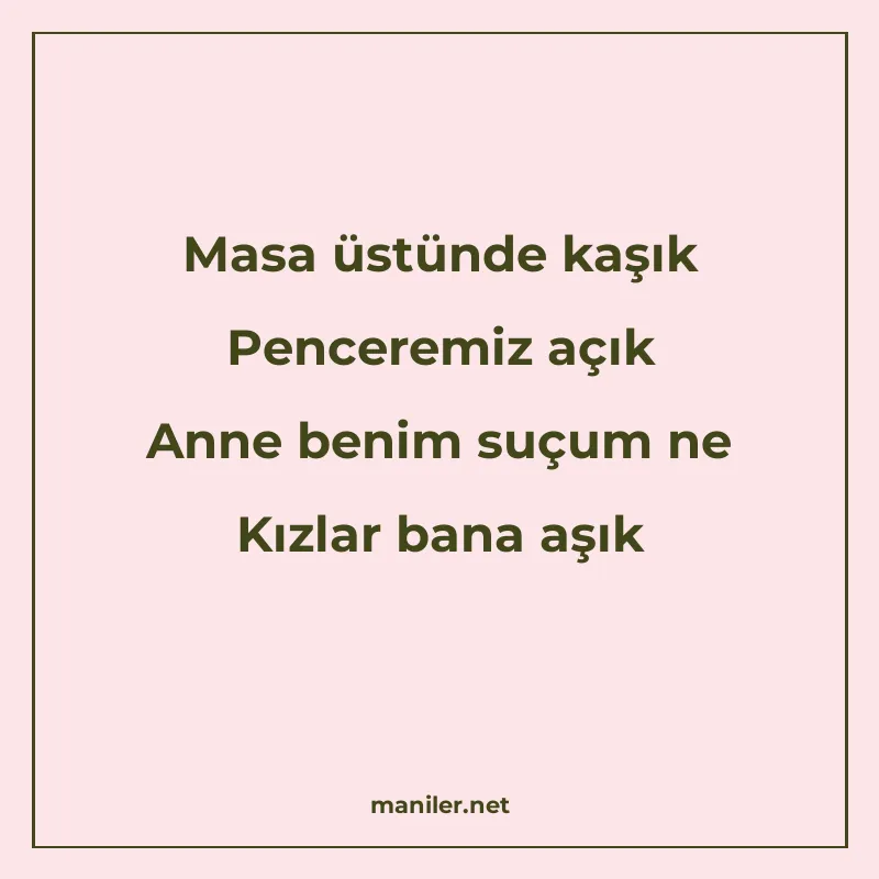 Masa üstünde kaşık Penceremiz açık Anne benim suçum ne Kızla manisi görseli