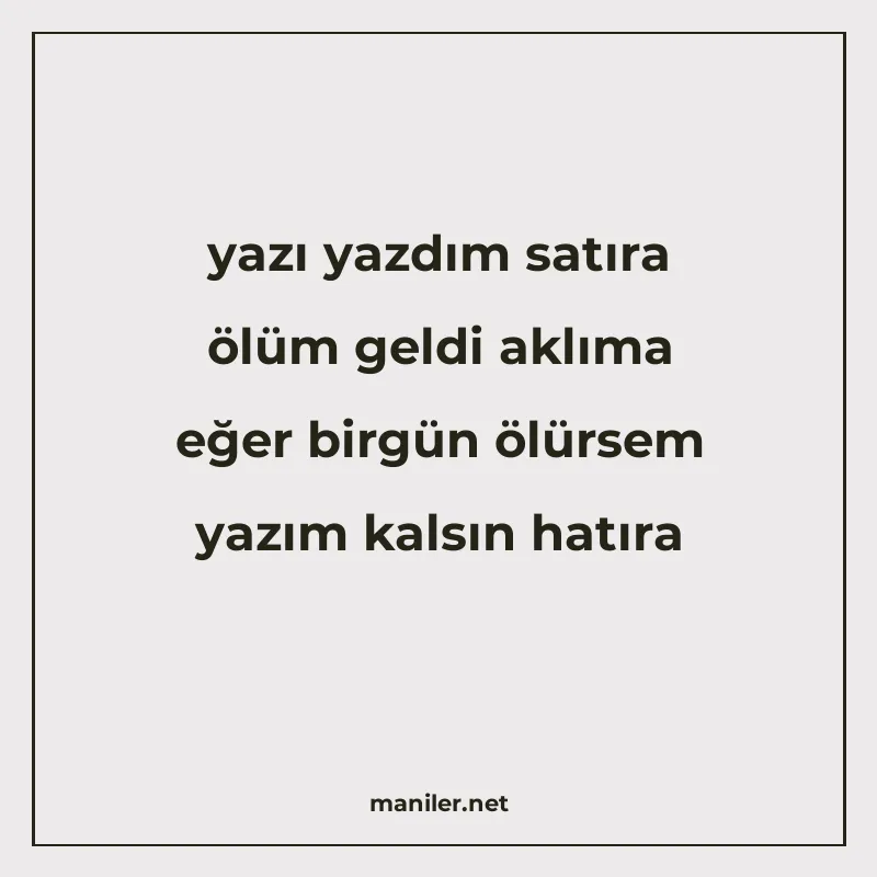 yazı yazdım satıra ölüm geldi aklıma eğer birgün ölürsem yaz manisi görseli