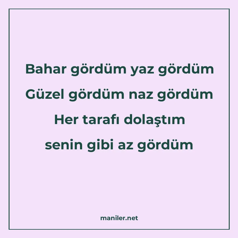 Bahar gördüm yaz gördüm Güzel gördüm naz gördüm Her tarafı d manisi görseli