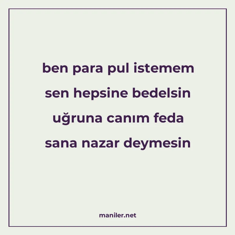 ben para pul istemem sen hepsine bedelsin uğruna canım feda manisi görseli