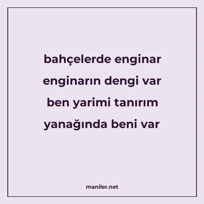 bahçelerde enginar enginarın dengi var ben yarimi tanırım ya manisi görseli