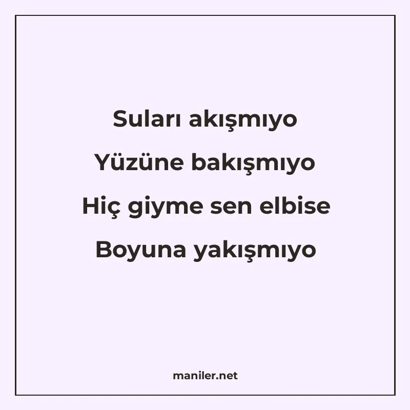 Suları akışmıyo Yüzüne bakışmıyo Hiç giyme sen elbise Boyuna manisi görseli