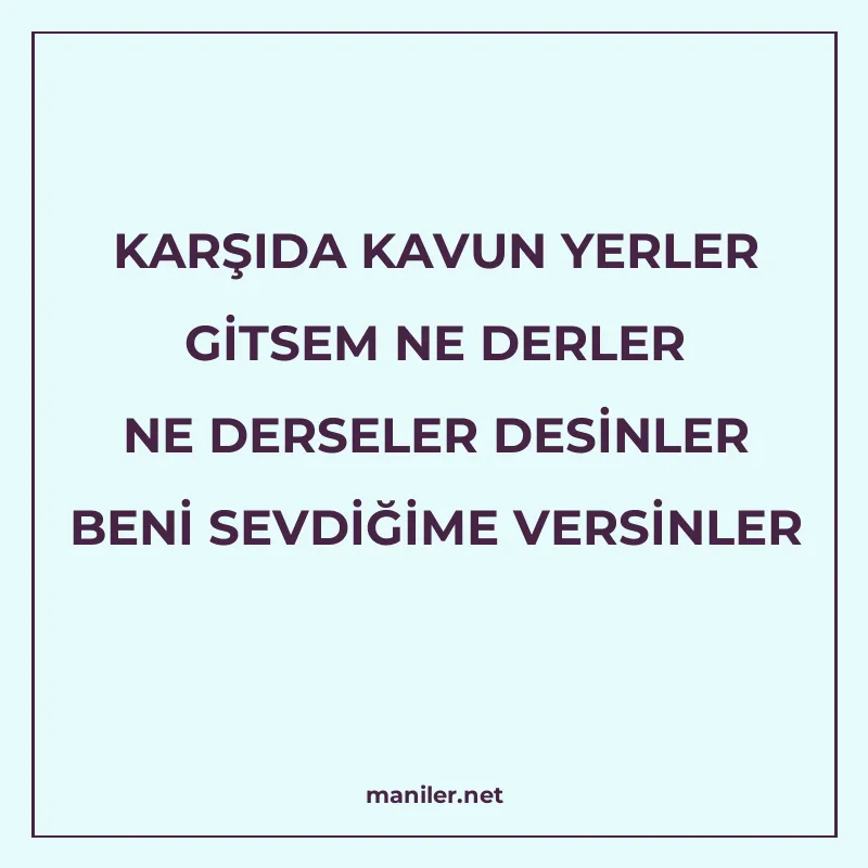 KARŞIDA KAVUN YERLER GİTSEM NE DERLER NE DERSELER DESİNLER B manisi görseli