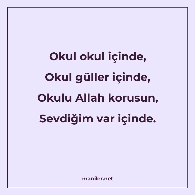 Okul okul içinde, Okul güller içinde, Okulu Allah korusun, S manisi görseli