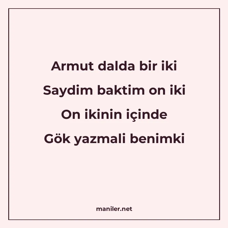 Armut dalda bir iki Saydim baktim on iki On ikinin içinde Gö manisi görseli