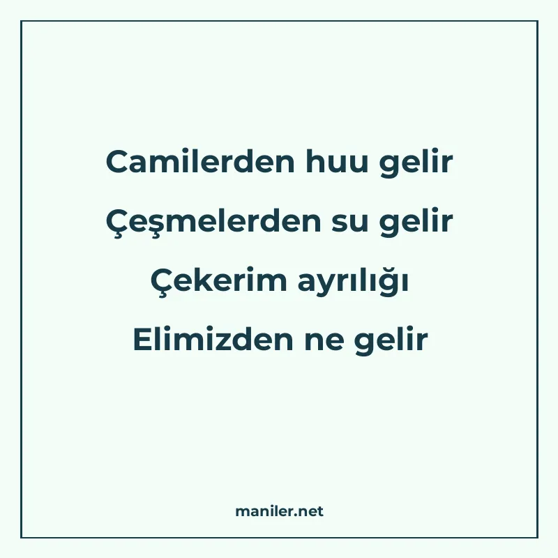 Camilerden huu gelir Çeşmelerden su gelir Çekerim ayrılığı E manisi görseli