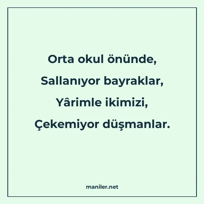 Orta okul önünde, Sallanıyor bayraklar, Yârimle ikimizi, Çek manisi görseli