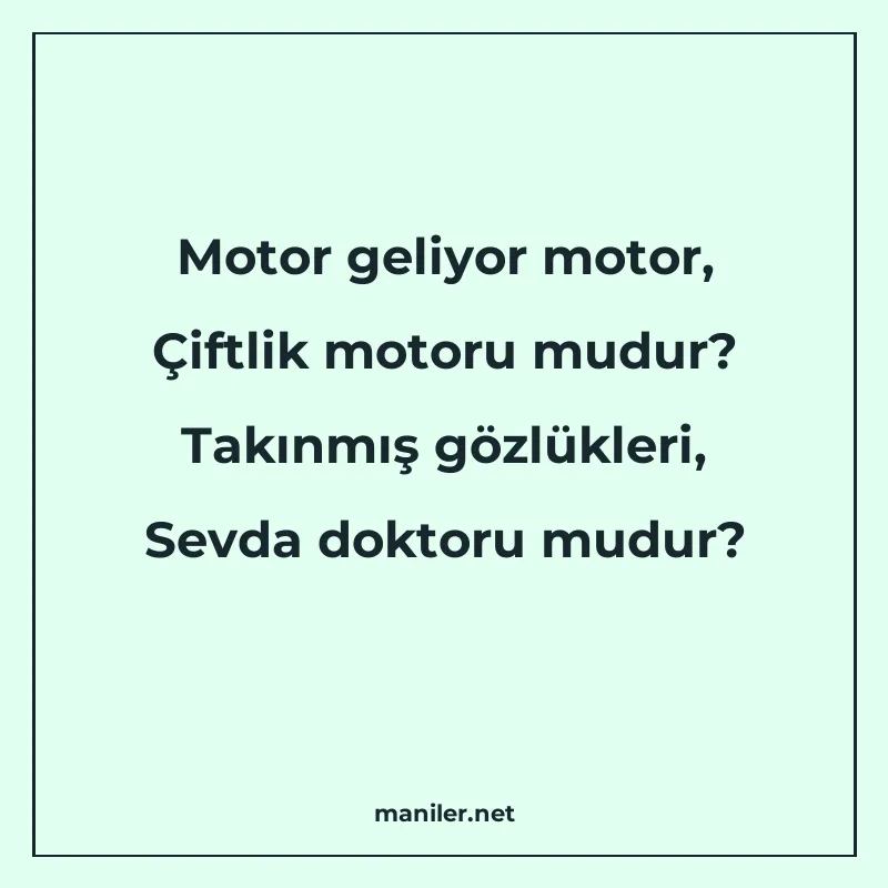Motor geliyor motor, Çiftlik motoru mudur? Takınmış gözlükle manisi görseli