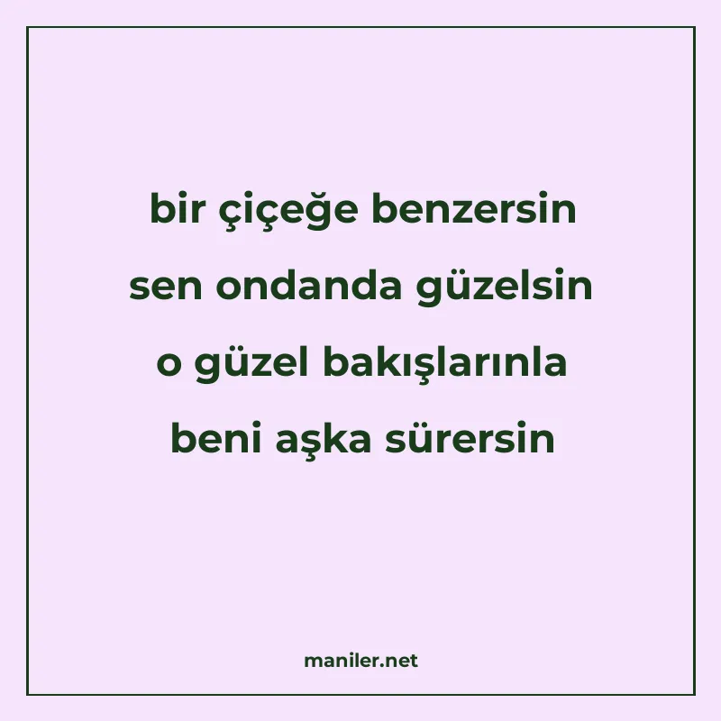 bir çiçeğe benzersin sen ondanda güzelsin o güzel bakışların manisi görseli