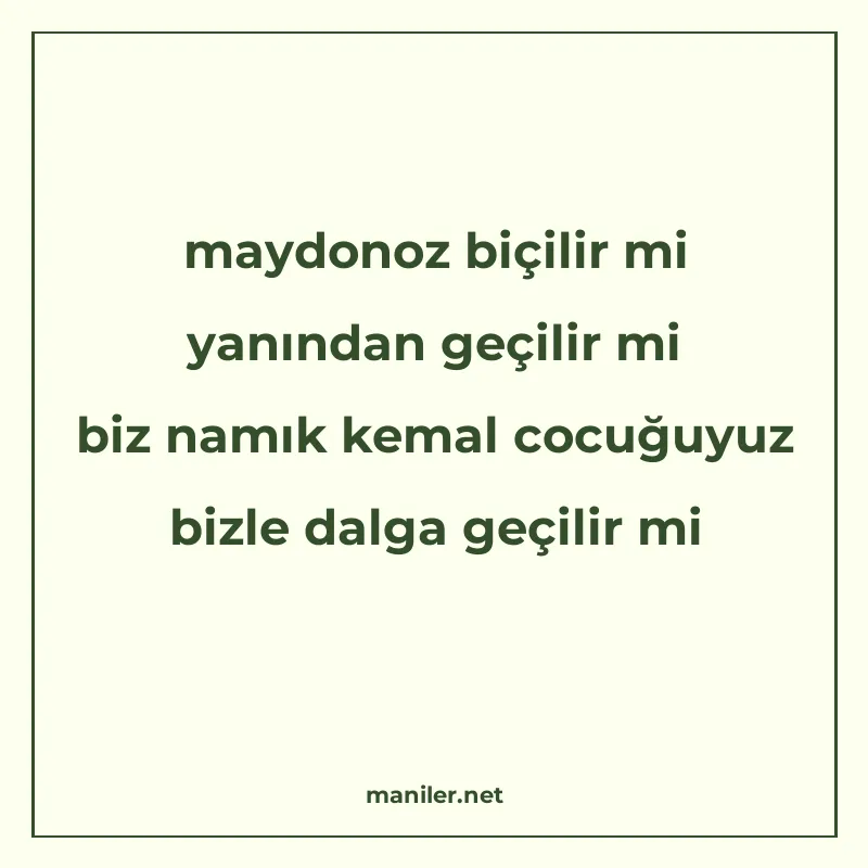 maydonoz biçilir mi yanından geçilir mi biz namık kemal cocu manisi görseli