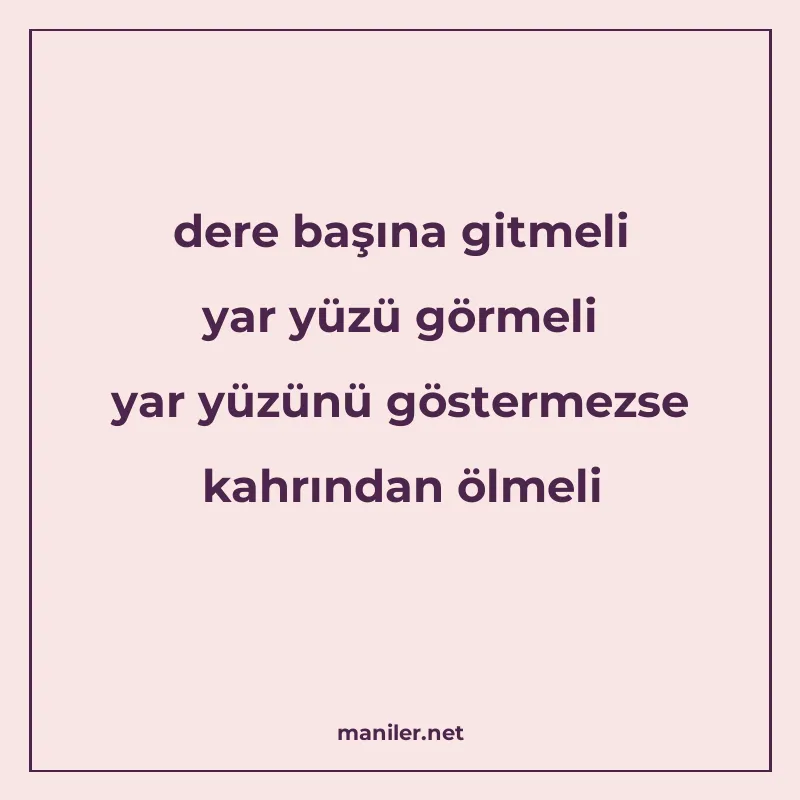 dere başına gitmeli yar yüzü görmeli yar yüzünü göstermezse manisi görseli