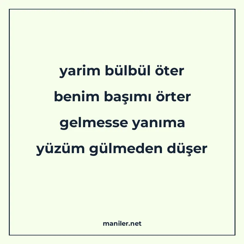 yarim bülbül öter benim başımı örter gelmesse yanıma yüzüm g manisi görseli