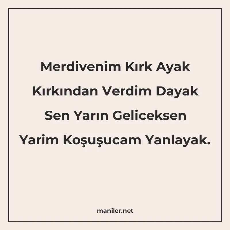 Merdivenim Kırk Ayak Kırkından Verdim Dayak Sen Yarın Gelice manisi görseli