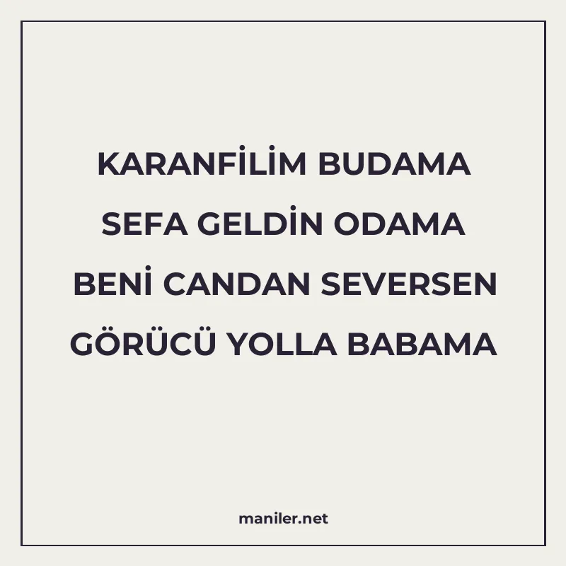 KARANFİLİM BUDAMA SEFA GELDİN ODAMA BENİ CANDAN SEVERSEN GÖR manisi görseli