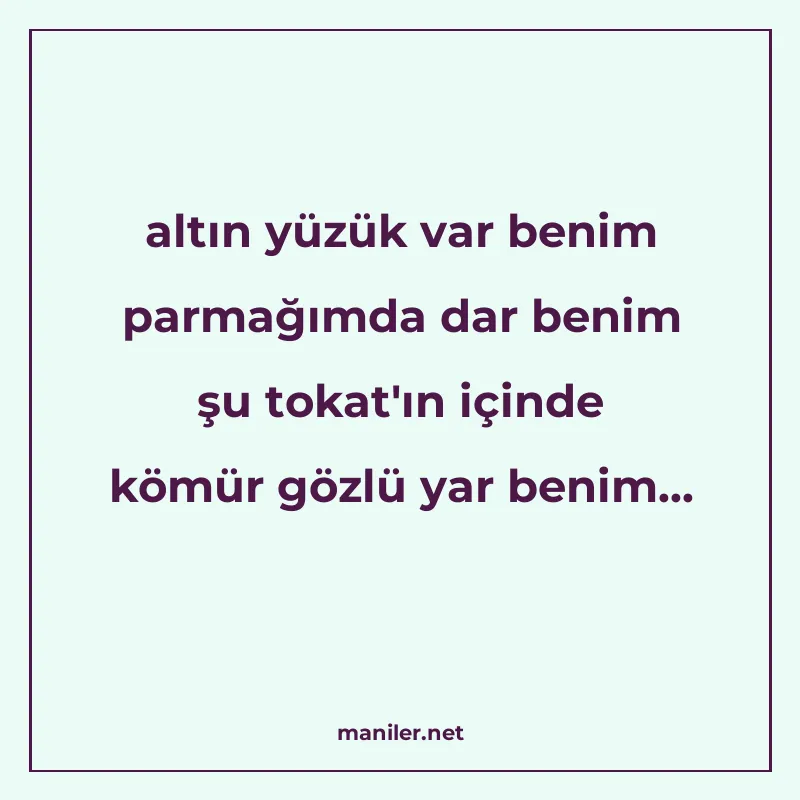 altın yüzük var benim parmağımda dar benim şu tokat'ın manisi görseli