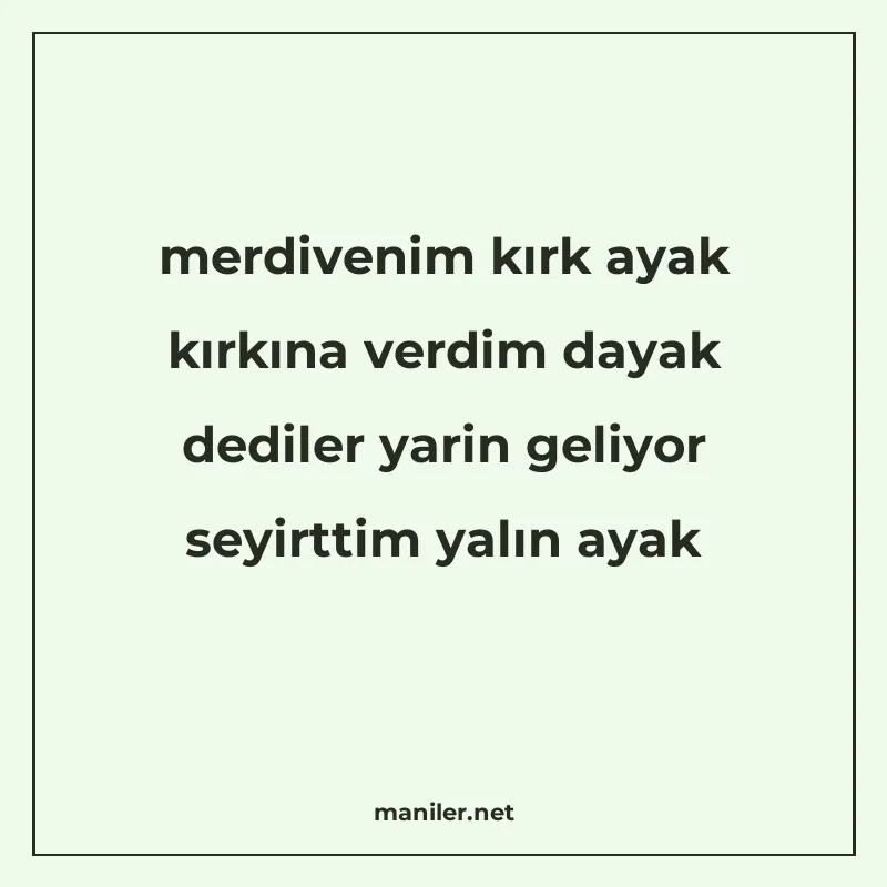 merdivenim kırk ayak kırkına verdim dayak dediler yarin geli manisi görseli