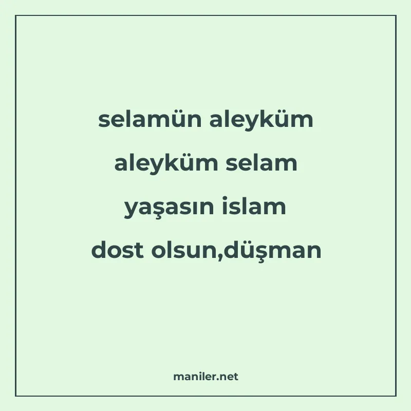selamün aleyküm aleyküm selam yaşasın islam dost olsun,düşma manisi görseli