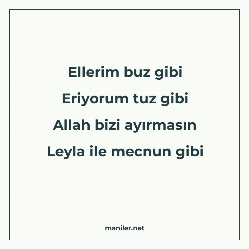 Ellerim buz gibi Eriyorum tuz gibi Allah bizi ayırmasın Leyl manisi görseli