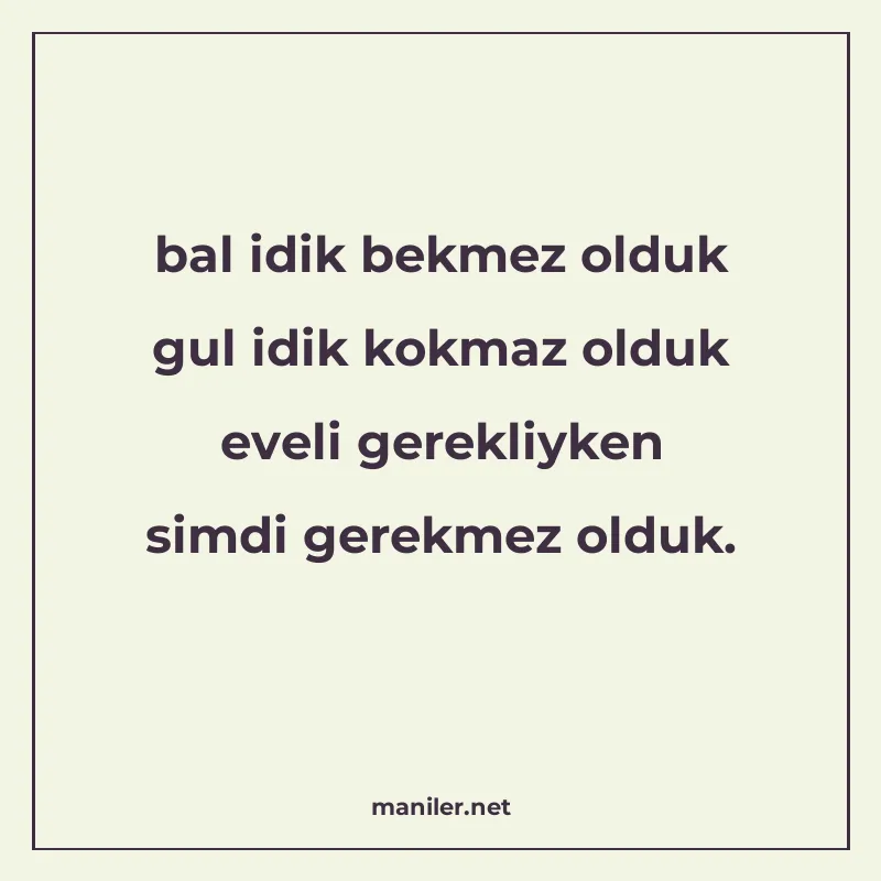 bal idik bekmez olduk gul idik kokmaz olduk eveli gerekliyke manisi görseli