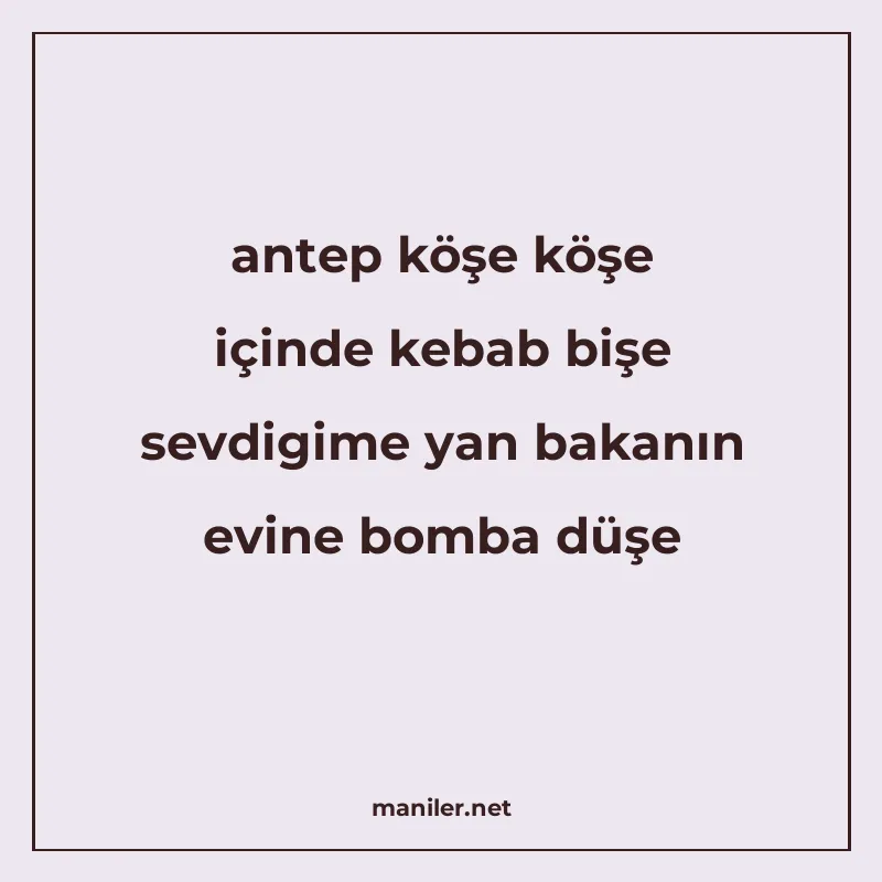 antep köşe köşe içinde kebab bişe sevdigime yan bakanın evin manisi görseli
