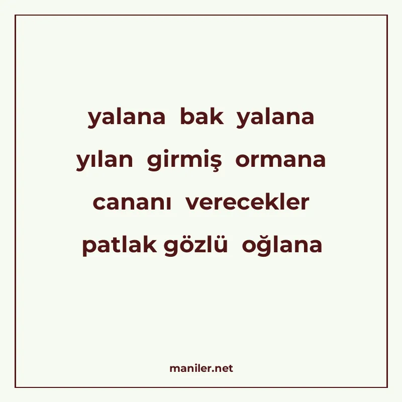 yalana bak yalana yılan girmiş ormana cananı verecekler patl manisi görseli
