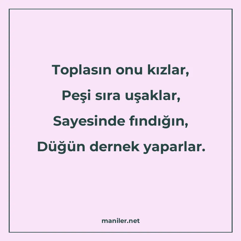 Toplasın onu kızlar, Peşi sıra uşaklar, Sayesinde fındığın manisi görseli