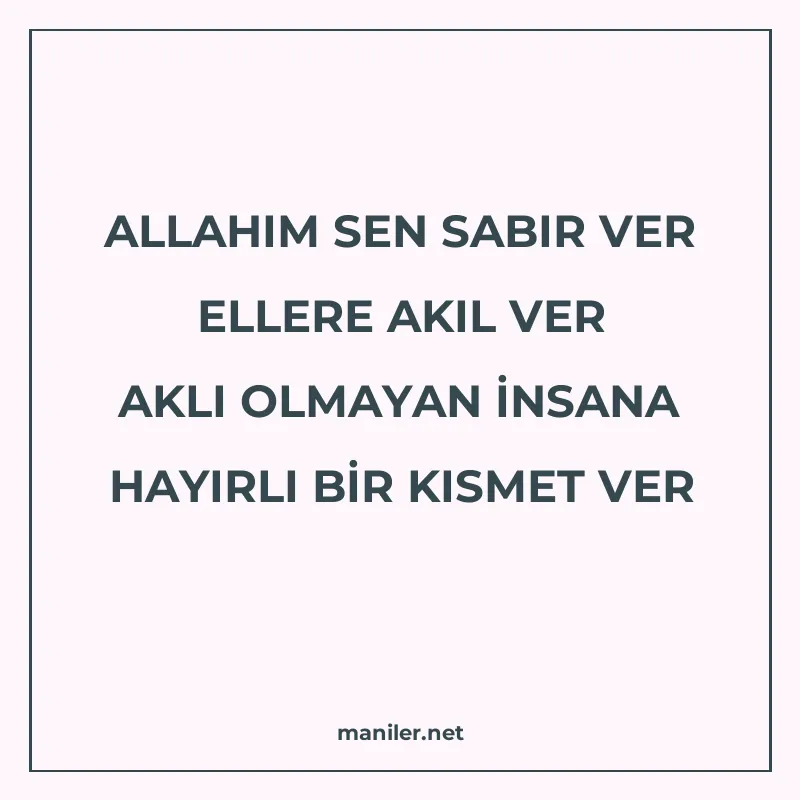 ALLAHIM SEN SABIR VER ELLERE AKIL VER AKLI OLMAYAN İNSANA HA manisi görseli