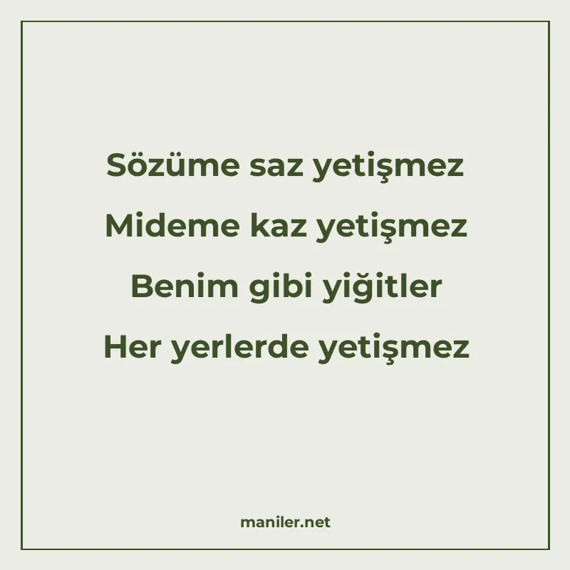 Sözüme saz yetişmez Mideme kaz yetişmez Benim gibi yiğitler manisi görseli