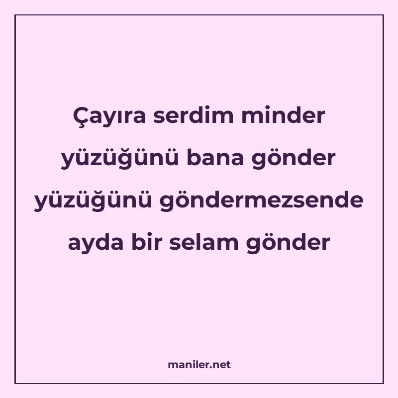 Çayıra serdim minder yüzüğünü bana gönder yüzüğünü göndermez manisi görseli