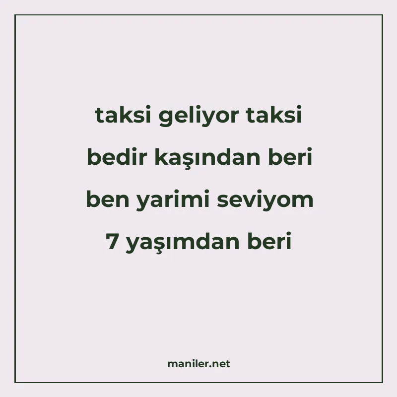 taksi geliyor taksi bedir kaşından beri ben yarimi seviyom 7 manisi görseli