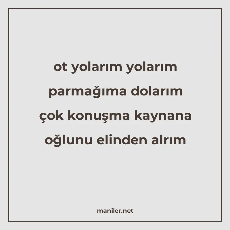 ot yolarım yolarım parmağıma dolarım çok konuşma kaynana oğl manisi görseli
