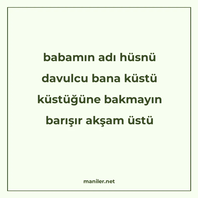 babamın adı hüsnü davulcu bana küstü küstüğüne bakmayın barı manisi görseli
