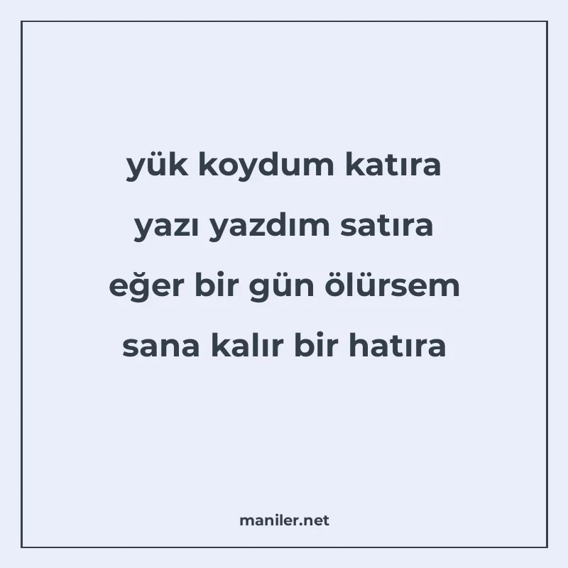 yük koydum katıra yazı yazdım satıra eğer bir gün ölürsem sa manisi görseli